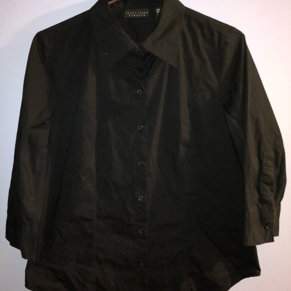 Apostrophe Stretch Button Down Blouse